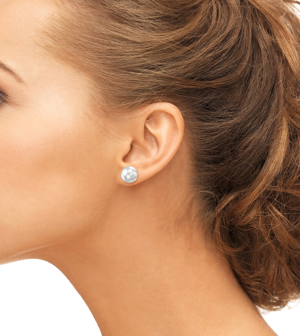 White South Sea Round Pearl Stud Earrings 7.0-8.0mm