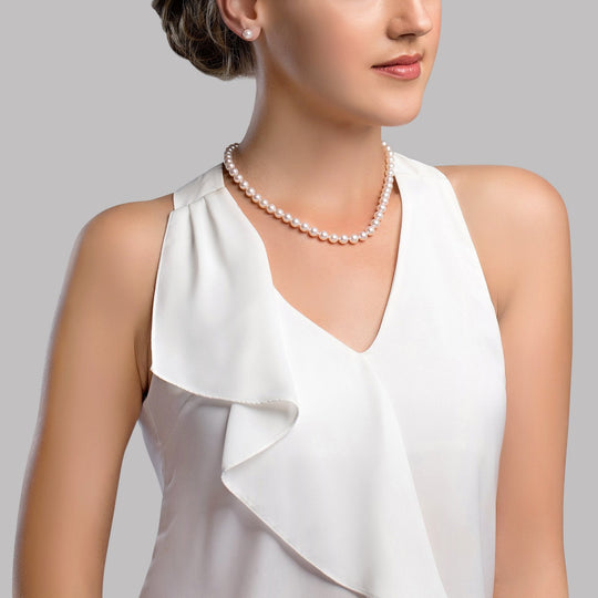 White  Hanadama Akoya Pearl Necklace 9.0-11.0mm