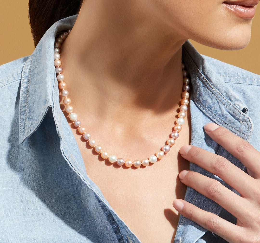 H12 Freshwater Multicolor Pearl Necklace 7.0-7.5mm