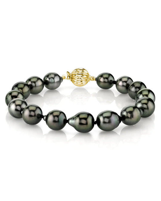 Black Tahitian Drop-Shape Pearl Bracelet 7.0-8.0mm