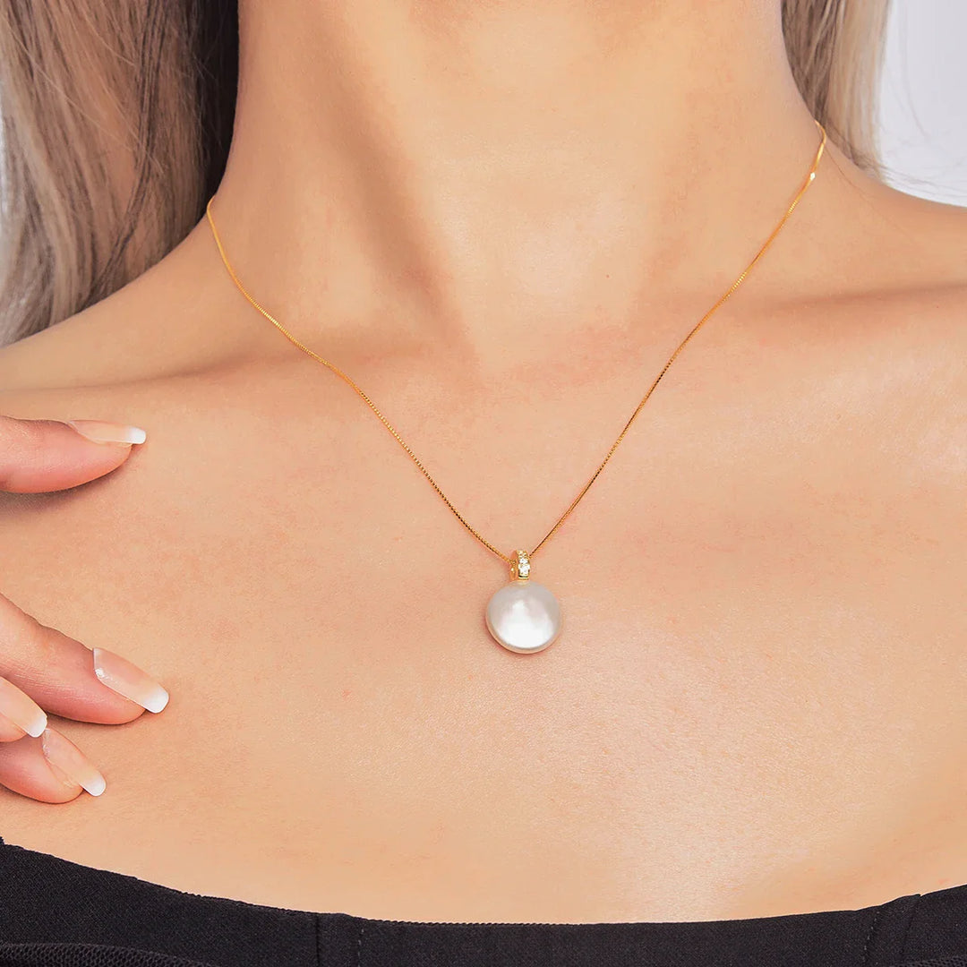 Natural Freshwater Pearls 12.0-13.0mm Large Baroque Button Pendant