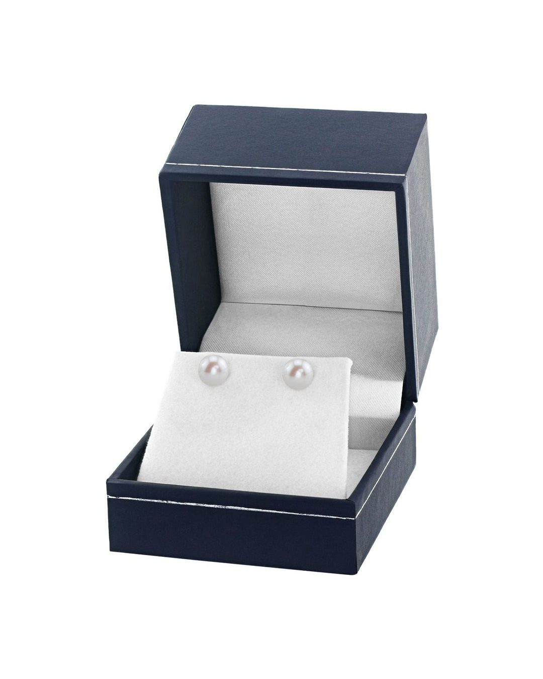 White Freshwater Round Pearl Stud Earrings 7.0-8.0mm