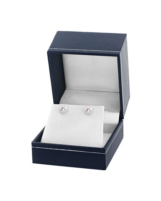 White Freshwater Round Pearl Stud Earrings 7.0-8.0mm