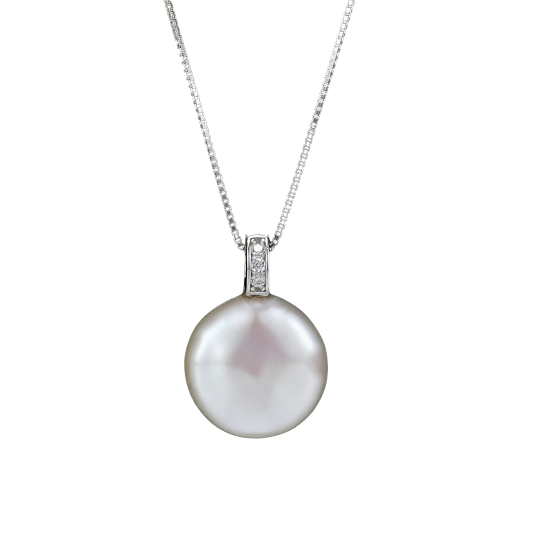 Natural Freshwater Pearls 12.0-13.0mm Large Baroque Button Pendant