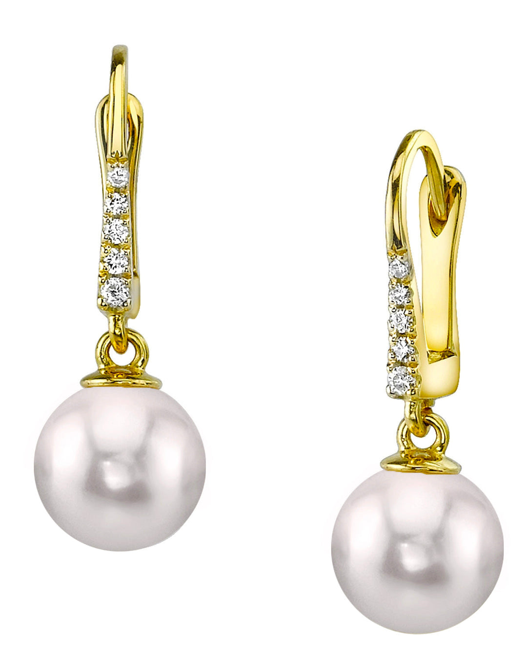 Japanese Akoya Pearl & CZ Equinox Earrings 7.0-8.0mm