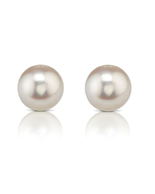 Hanadama Akoya Round Pearl Stud Earrings 7.0-8.0mm