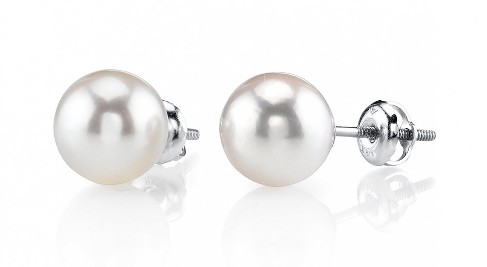 Hanadama Akoya Round Pearl Stud Earrings 7.0-8.0mm