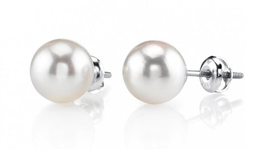 Hanadama Akoya Round Pearl Stud Earrings 7.0-8.0mm