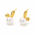Amalia pearl earrings, 7-8mm white button pearls beneath two polished bunny ears
