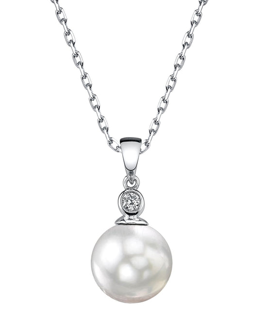 White South Sea Pearl  Bezel Pendant 9.0-11.0 mm