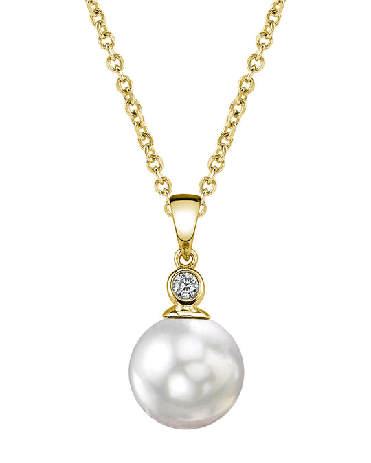 White South Sea Pearl  Bezel Pendant 9.0-11.0 mm