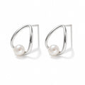 Benedetta pearl earrings, white button pearls inside open teardrop wire frames - second finish