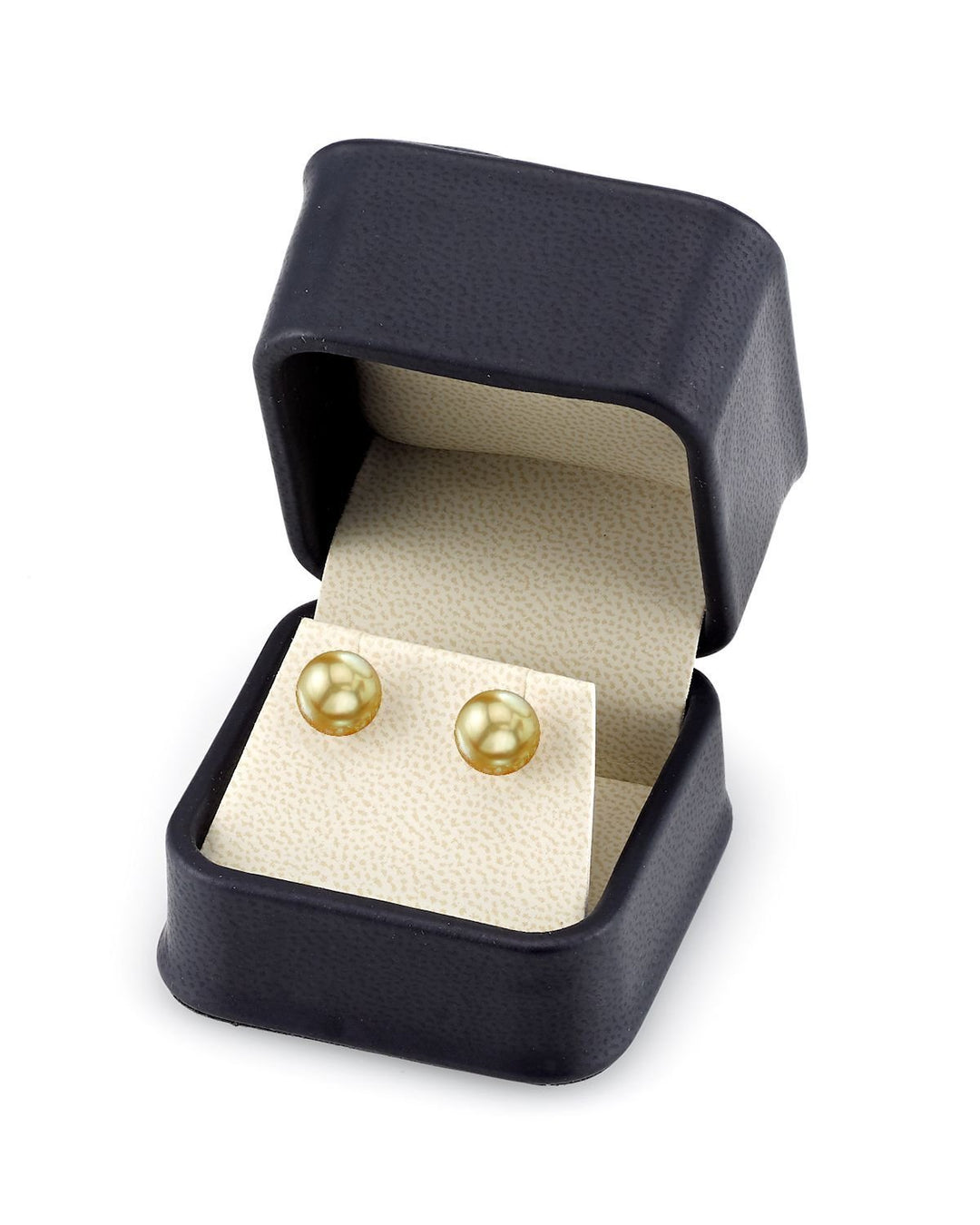 Golden South Sea Round Pearl Stud Earrings 7.0-8.0mm
