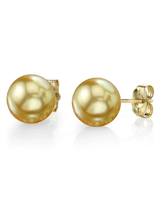 Golden South Sea Pearl Earrings 7.0-8.0mm