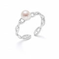 Maia mariner link pearl ring in gold-plated sterling silver on white background - second finish