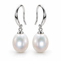 Maren rice pearl drop earrings, white freshwater pearls on sterling silver French hooks