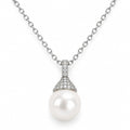 Maude pavé cone cap freshwater pearl pendant necklace in sterling silver on white background