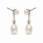 Roxane pearl earrings, 3-4mm button pearls and 7-8mm rice pearls joined by ribbed bars - second finish