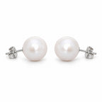 Sigrid round pearl stud earrings, white freshwater pearls on sterling silver posts
