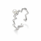 Tamsin zigzag band pearl ring in gold-plated sterling silver on white background - second finish