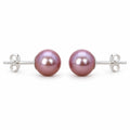 Thea lavender round pearl stud earrings, 7-7.5mm freshwater pearls on sterling silver posts