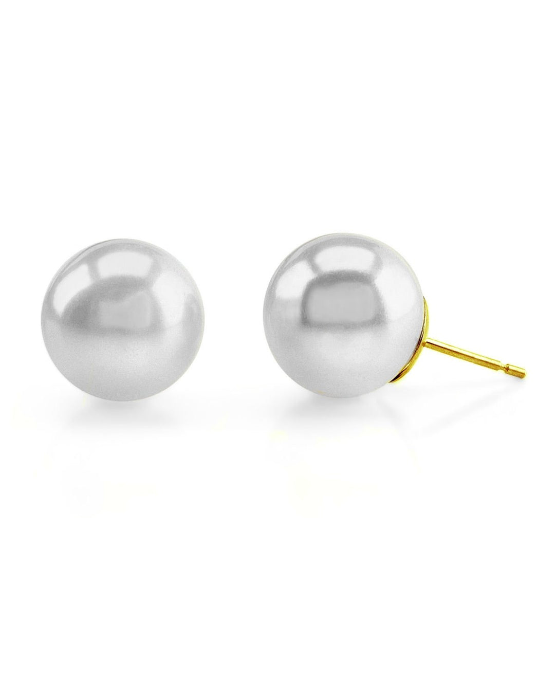 White South Sea Round Pearl Stud Earrings 7.0-8.0mm